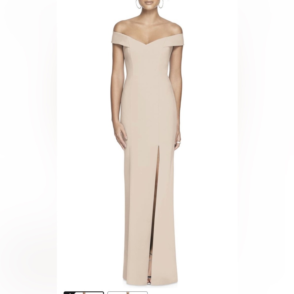 Dessy collection formal bridesmaid dress, off the shoulder
